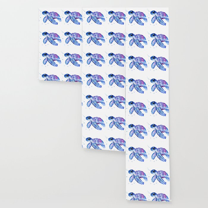 Blue Purple Sea Turtle, Turtle for nursery Wallpaper Gallery Image 3