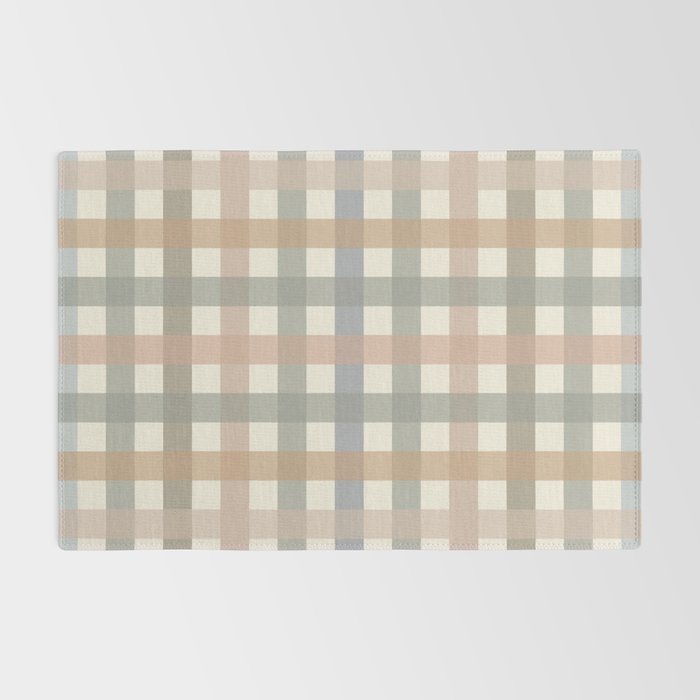 Neutral Gingham Check Pattern Rug Gallery Image 2