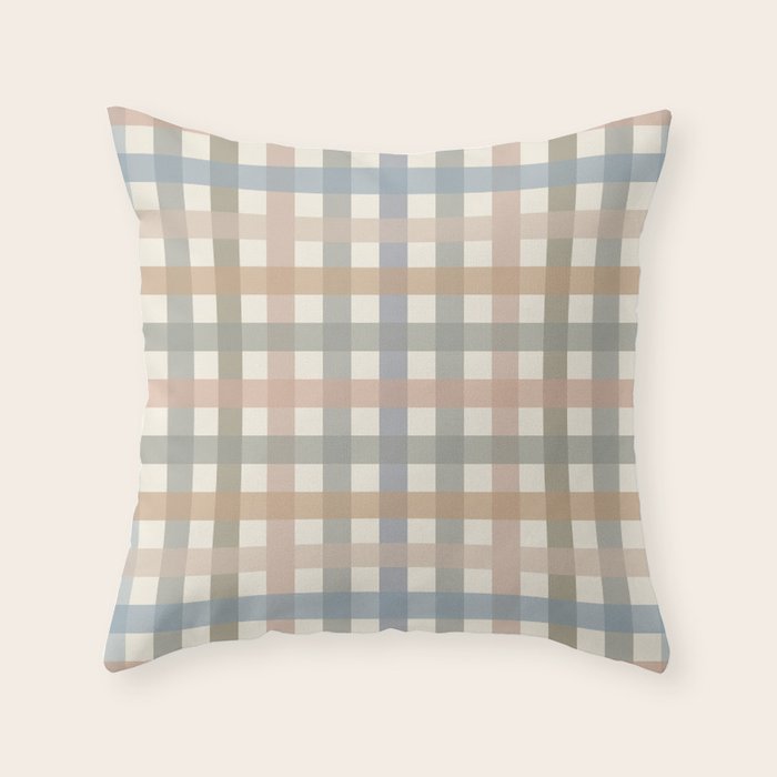 Neutral Gingham Check Pattern Throw Pillow Gallery Image 1