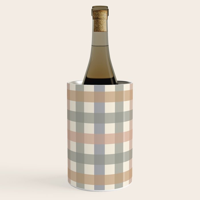 Neutral Gingham Check Pattern Wine Chiller Gallery Image 1
