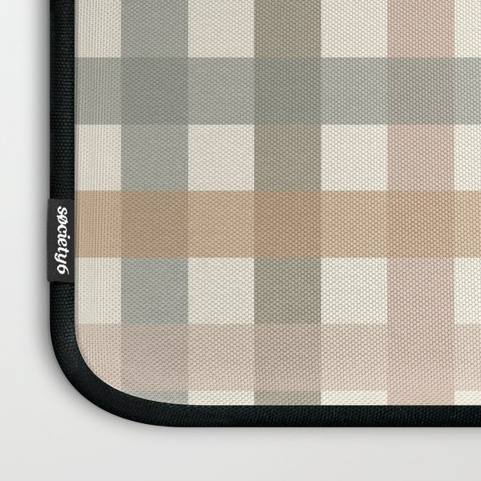 Neutral Gingham Check Pattern Laptop Sleeve Gallery Image 3