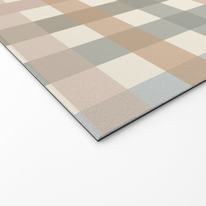 Neutral Gingham Check Pattern Welcome Mat Gallery Image 2