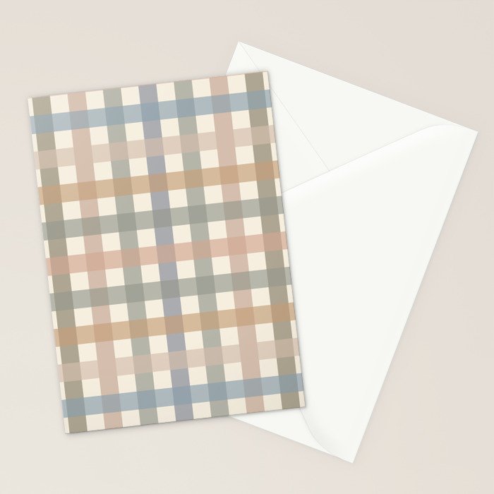 Neutral Gingham Check Pattern Stationery Card Gallery Image 2