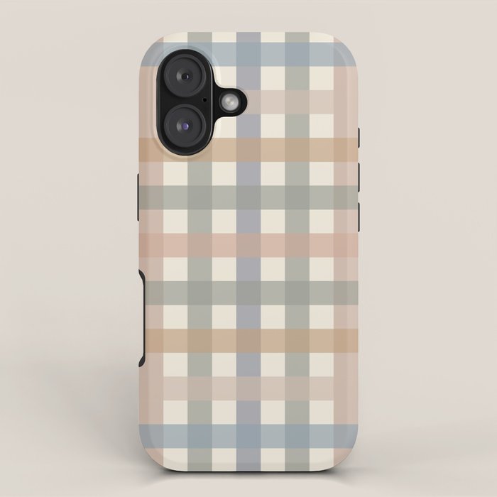 Neutral Gingham Check Pattern iPhone Case Gallery Image 1