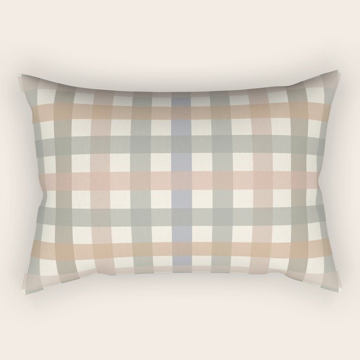 Neutral Gingham Check Pattern Rectangular Pillow Gallery Image 2