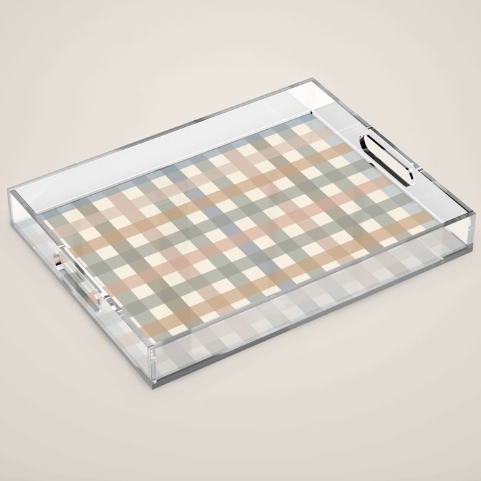 Neutral Gingham Check Pattern Acrylic Tray Gallery Image 1