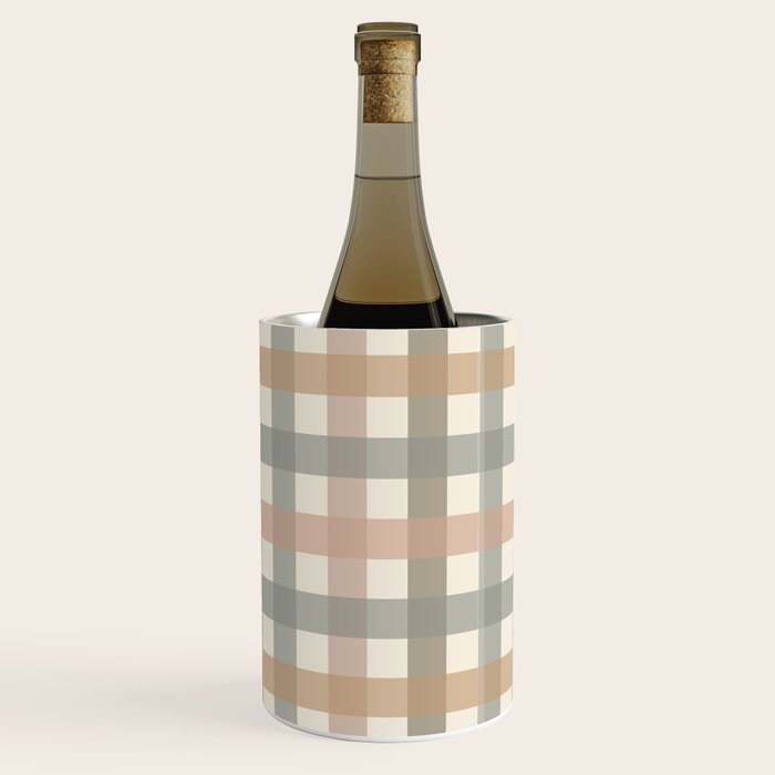 Neutral Gingham Check Pattern Wine Chiller Gallery Image 3