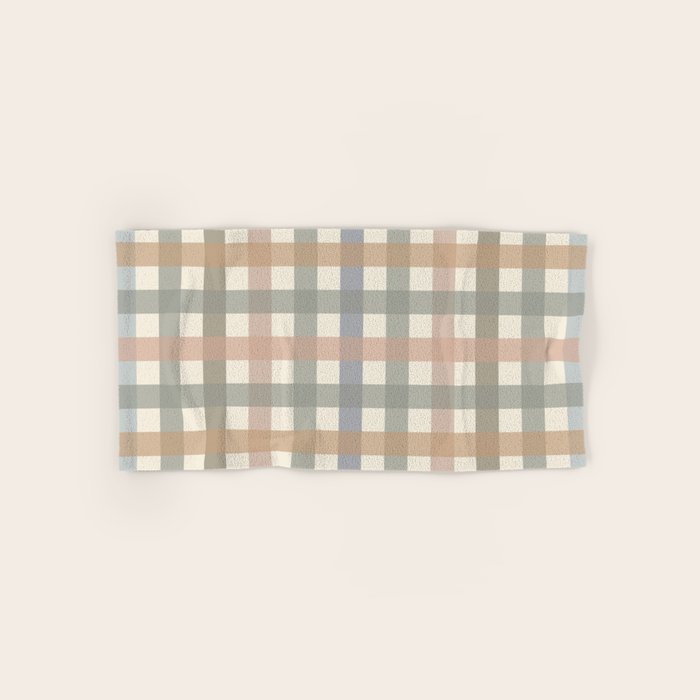 Neutral Gingham Check Pattern Bath Towel Gallery Image 1