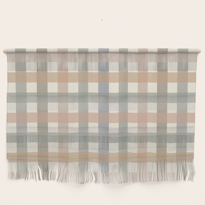 Neutral Gingham Check Pattern Wall Hanging Gallery Image 1
