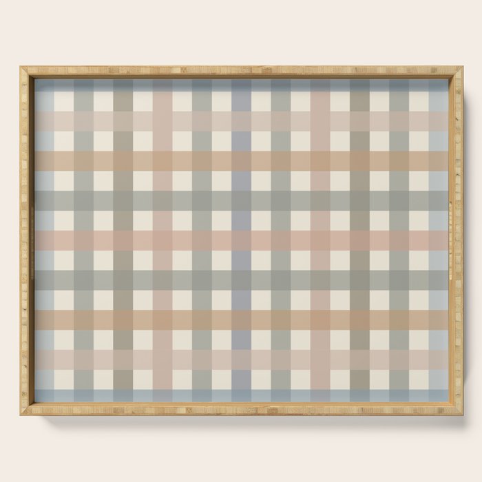 Neutral Gingham Check Pattern Serving Tray Gallery Image 1