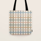Neutral Gingham Check Pattern Tote Bag Gallery Image 1
