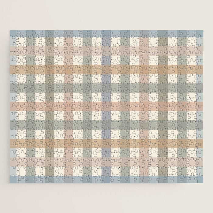 Neutral Gingham Check Pattern Jigsaw Puzzle Gallery Image 1
