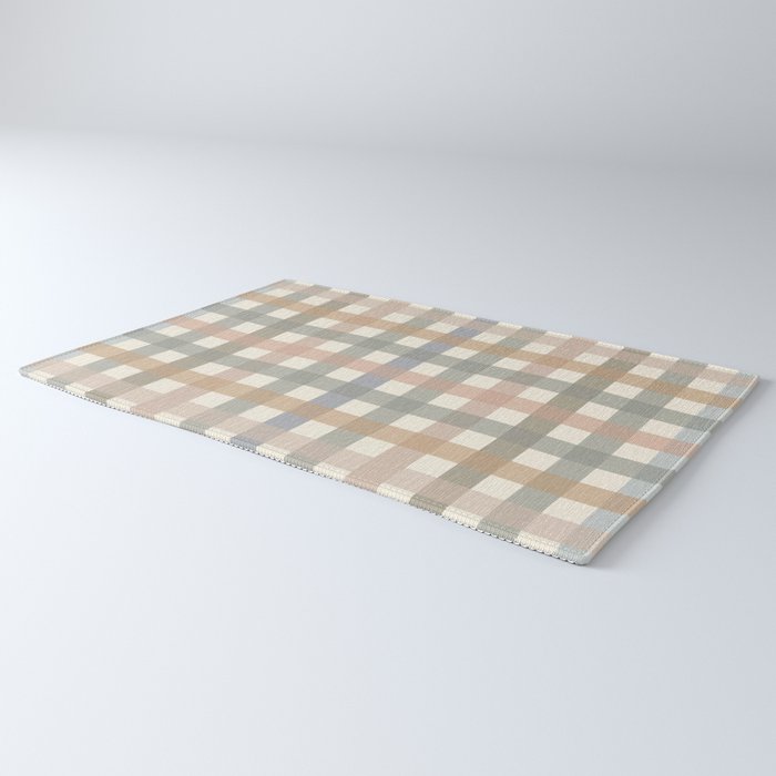 Neutral Gingham Check Pattern Rug Gallery Image 3