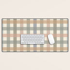 Neutral Gingham Check Pattern Desk Mat Gallery Image 1