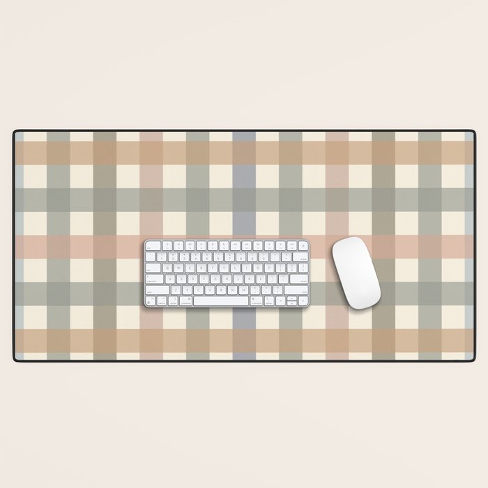 Neutral Gingham Check Pattern Desk Mat Gallery Image 1