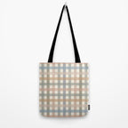 Neutral Gingham Check Pattern Tote Bag Gallery Image 2
