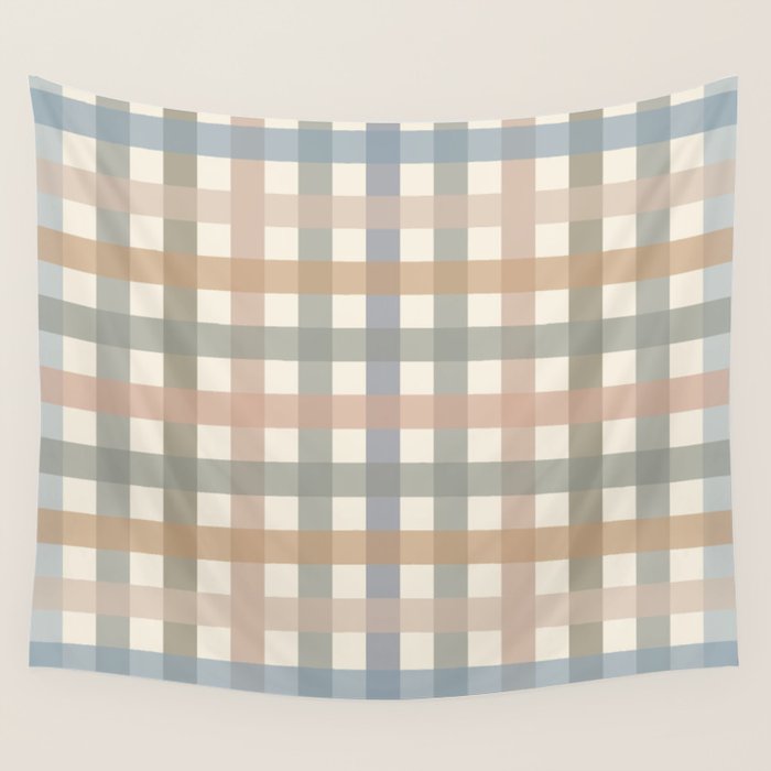 Neutral Gingham Check Pattern Wall Tapestry Gallery Image 4