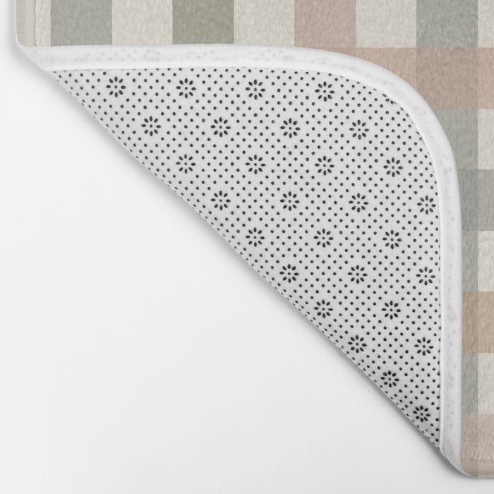 Neutral Gingham Check Pattern Bath Mat Gallery Image 2