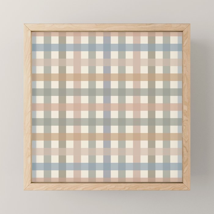 Neutral Gingham Check Pattern Mini Art Print Gallery Image 1