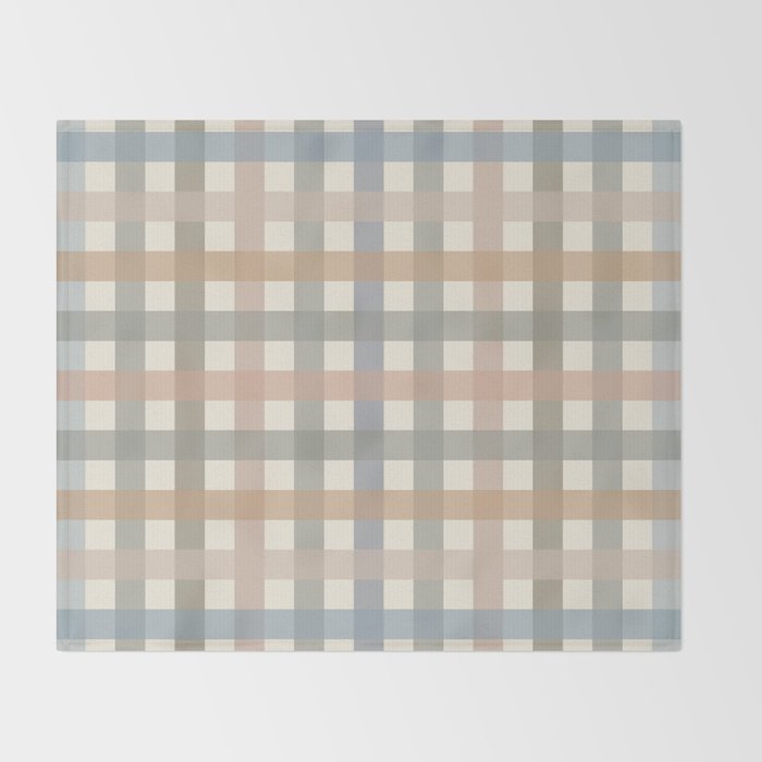 Neutral Gingham Check Pattern Throw Blanket Gallery Image 2