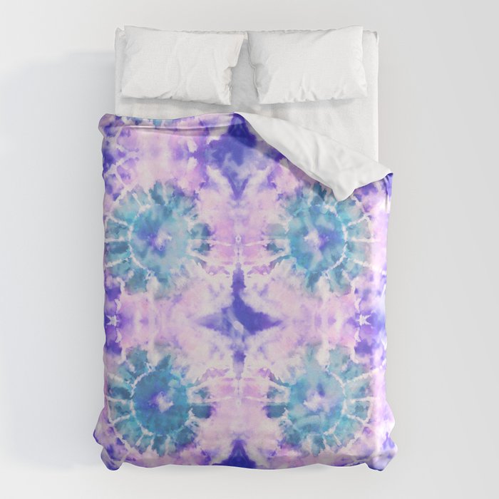Tie Dye - Lavender and Turquoise  Duvet Cover Gallery Image 1
