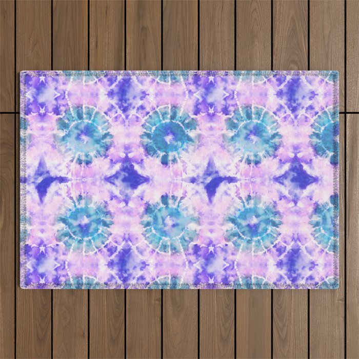 Tie Dye - Lavender and Turquoise  Outdoor Rug Gallery Image 1
