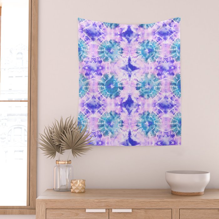 Tie Dye - Lavender and Turquoise  Wall Tapestry Gallery Image 2