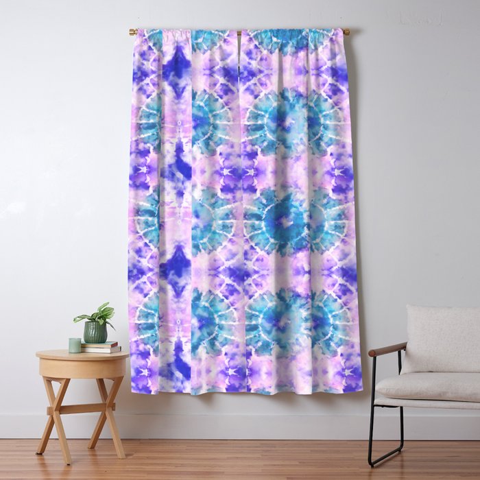 Tie Dye - Lavender and Turquoise  Window Curtain Gallery Image 1