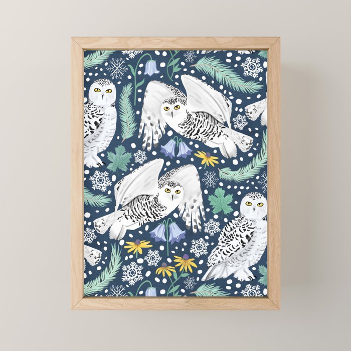 Snowy Owls on a Snowy Eve Mini Art Print Gallery Image 1