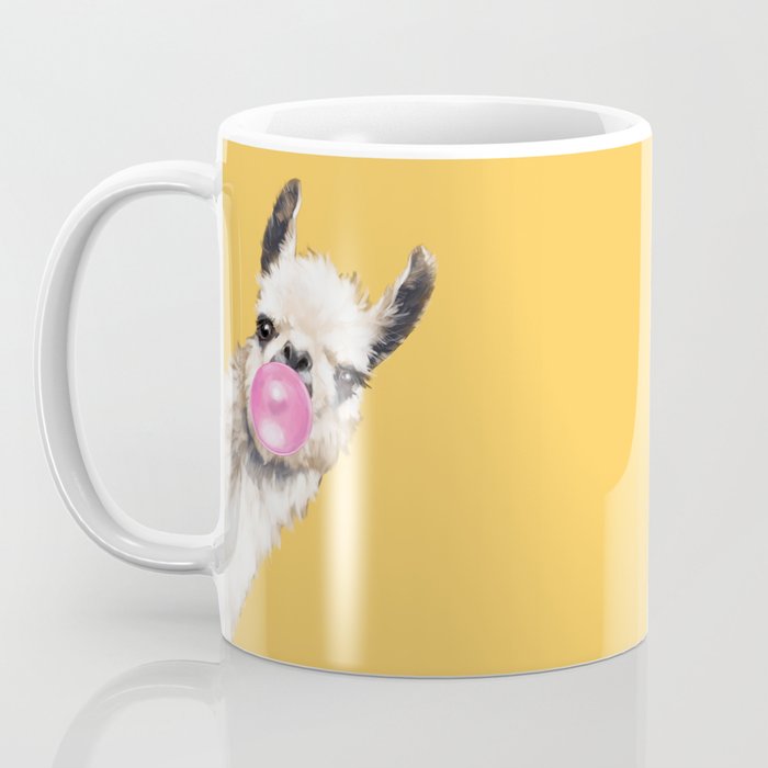 Bubble Gum Sneaky Llama in Yellow Coffee Mug Gallery Image 3
