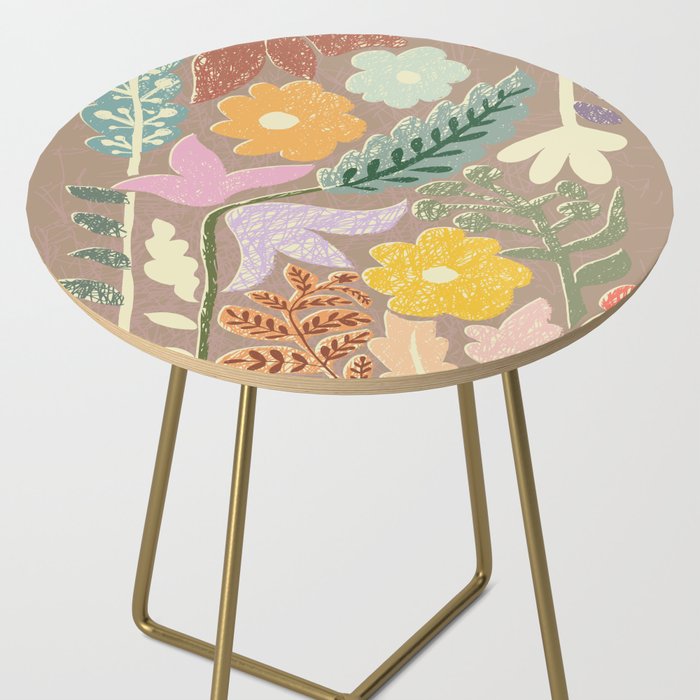Block print summer meadow earthy tones Side Table Gallery Image 2