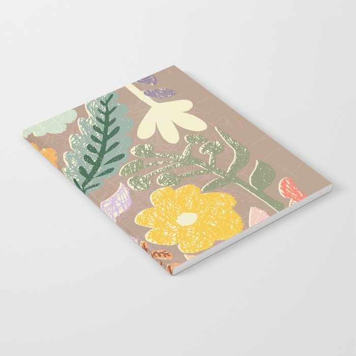 Block print summer meadow earthy tones Notebook Gallery Image 2