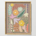 Block print summer meadow earthy tones Serving Tray Gallery Image 1
