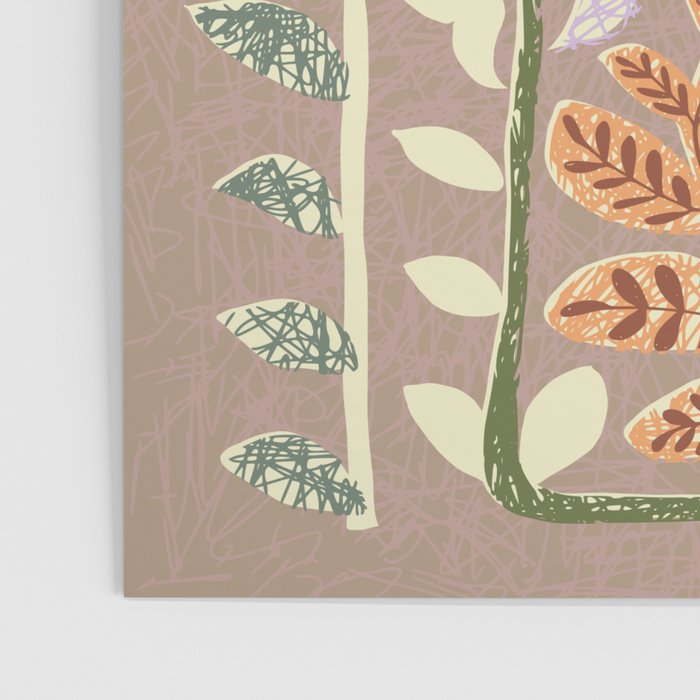 Block print summer meadow earthy tones Poster Gallery Image 3