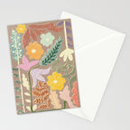 Block print summer meadow earthy tones Stationery Card Gallery Image 2