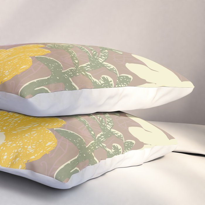 Block print summer meadow earthy tones Pillow Sham Gallery Image 3