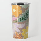 Block print summer meadow earthy tones Travel Mug Gallery Image 1