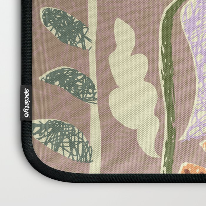 Block print summer meadow earthy tones Laptop Sleeve Gallery Image 3