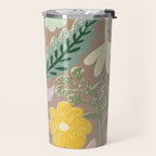 Block print summer meadow earthy tones Travel Mug Gallery Image 2