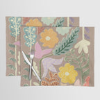 Block print summer meadow earthy tones Placemat Gallery Image 1