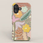 Block print summer meadow earthy tones iPhone Case Gallery Image 1