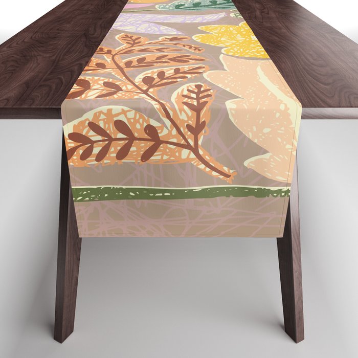 Block print summer meadow earthy tones Table Runner Gallery Image 1