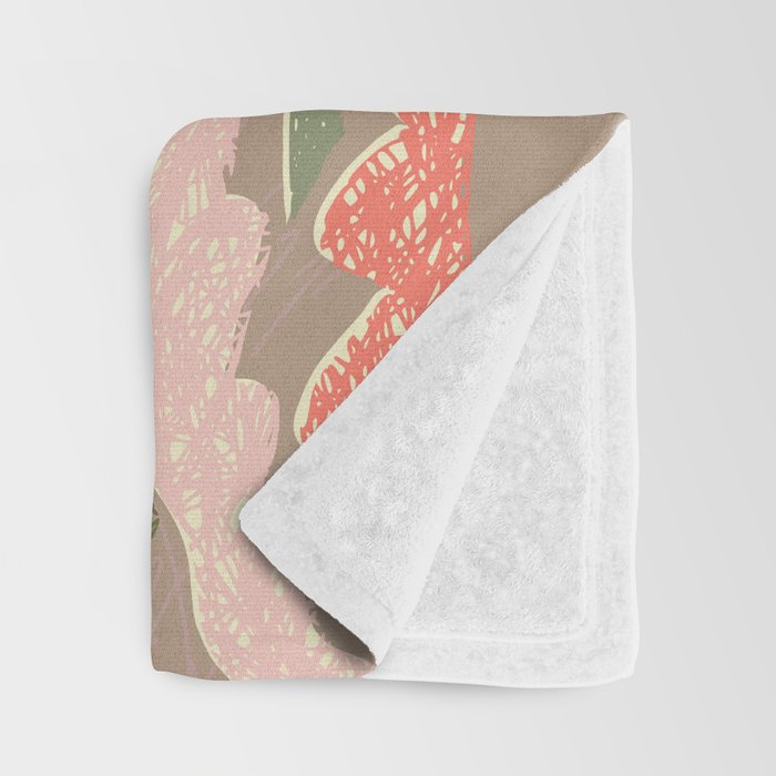 Block print summer meadow earthy tones Throw Blanket Gallery Image 3