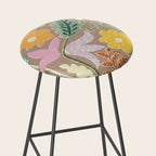 Block print summer meadow earthy tones Stool Gallery Image 2