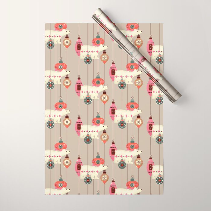Festive Baubles With A Polar Bear Wrapping Paper Gallery Image 1