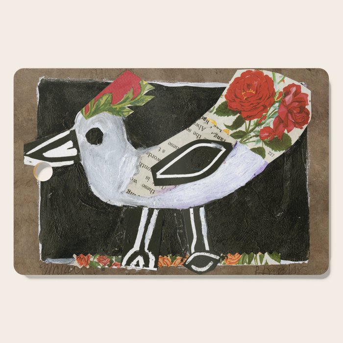 Pretty Red Rose Bird Cutting Board Gallery Image 1
