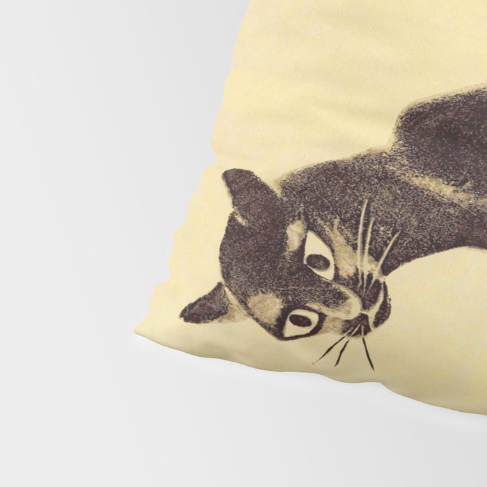 Aoyama Masaharu Black Skinny Cat Japanese Woodblock Print East Asian Art Pillow Sham Gallery Image 4