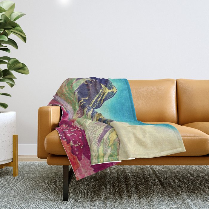 Walk towards Manayama Throw Blanket Gallery Image 1
