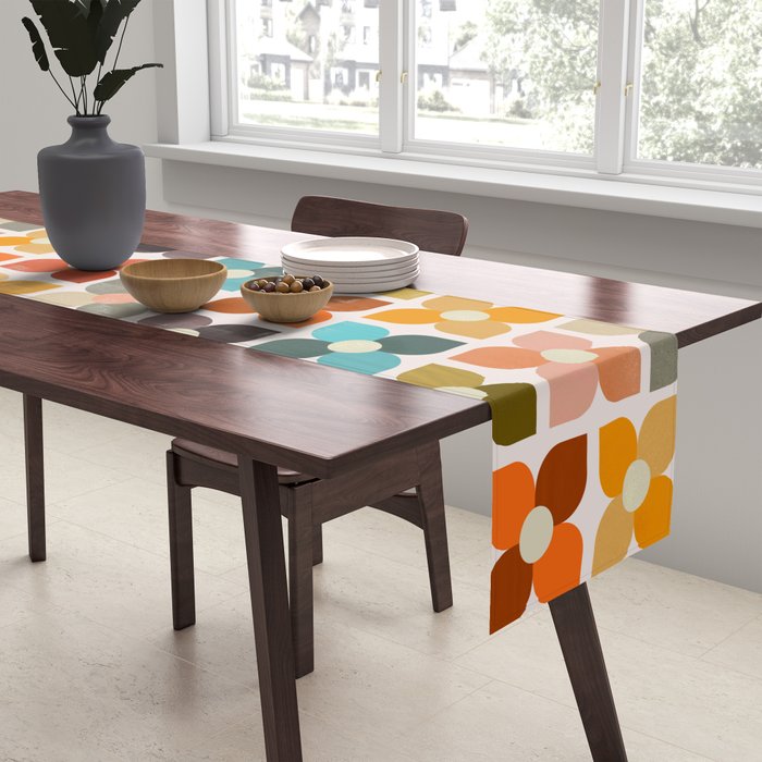Bauhaus Geometric Flowers  Table Runner Gallery Image 2