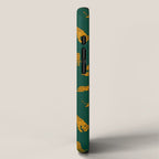 Animal Print - Tigers on Dark Olive Green Retro Texture iPhone Case Gallery Image 2